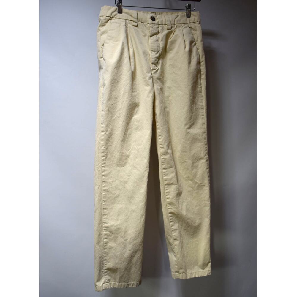 Amendi Organic Cotton Pleated Chino Pants Men's 30x30 Cream Straight Leg
